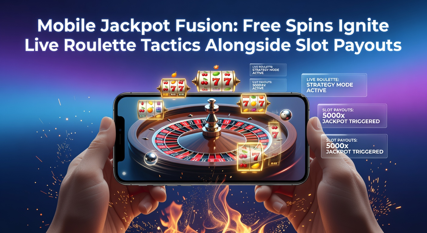 Smartphone mit rotierendem Roulette-Rad und explodierenden Free-Spins-Symbolen auf einem Slot-Hintergrund, das die Fusion von Mobile Jackpots symbolisiert