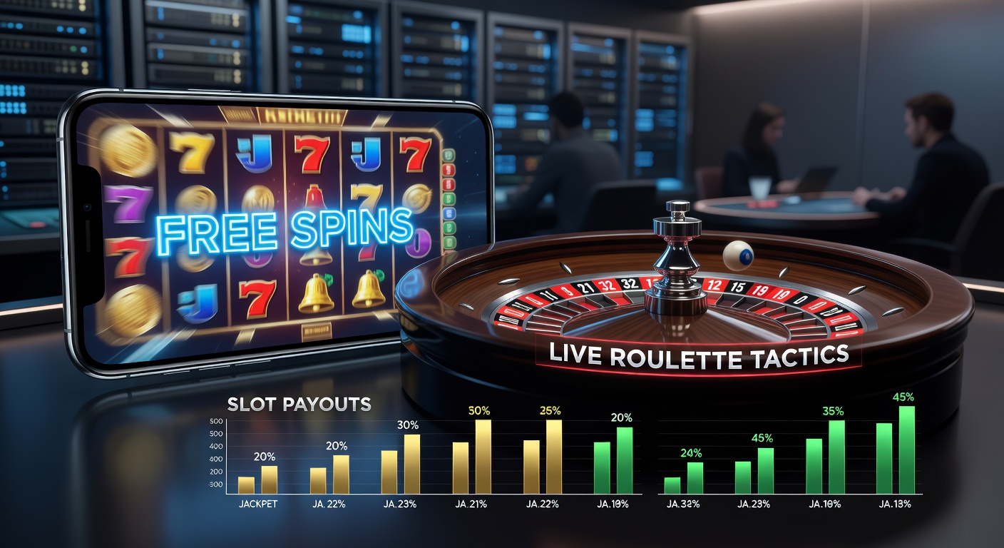 Dynamisches Grafik-Overlay eines Live-Roulette-Tisches mit Free-Spins-Wolken und steigenden Slot-Jackpot-Zählern auf einem Mobilbildschirm