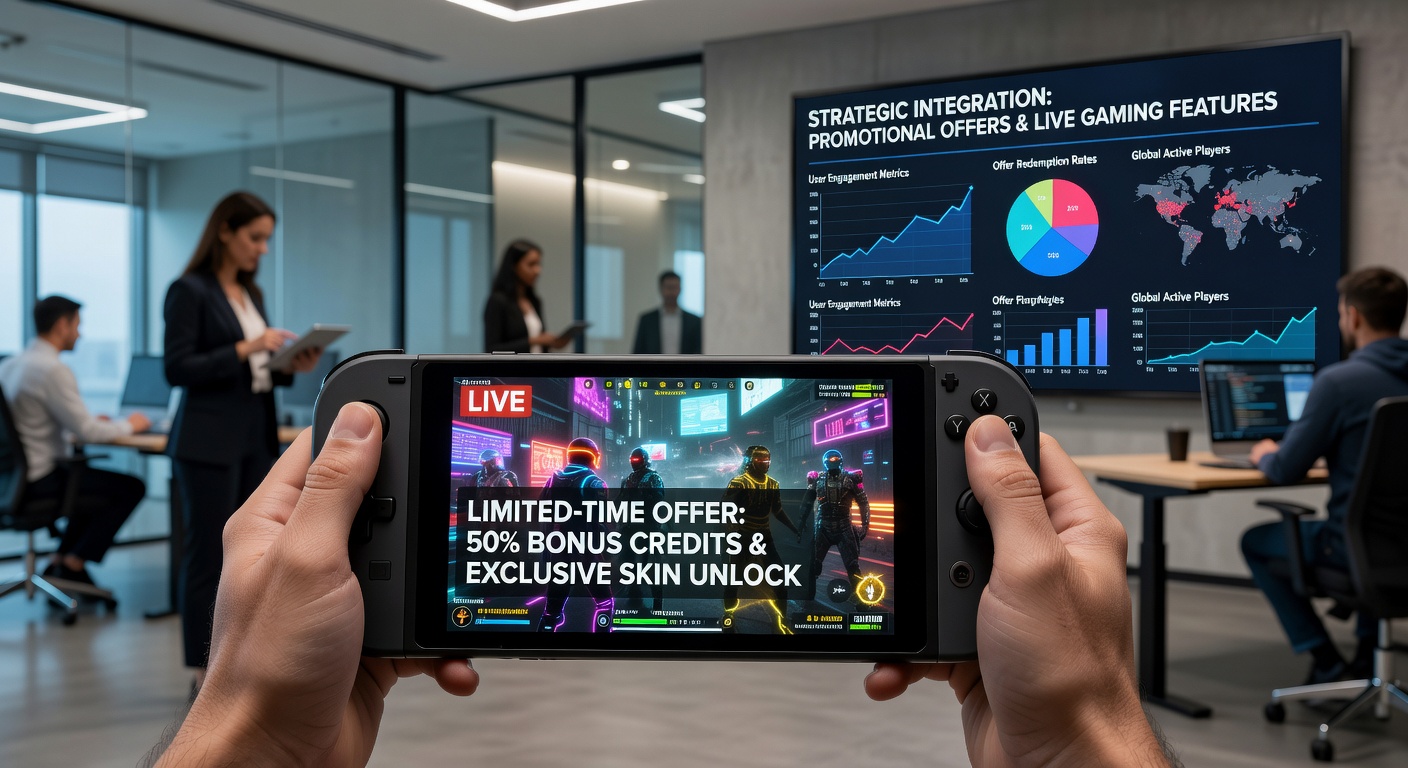 Beispiel für die Integration von Live-Gaming und Promotions auf einem Handheld-Gerät mit Fokus auf Bonus-Einblendungen